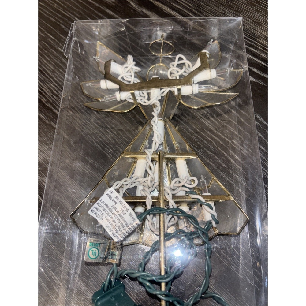 Angel Tree Topper White Gold Metal Frame‎ 10.9 In Ht Lights Up - Picture 4 of 4